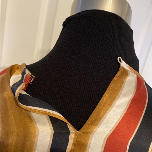 NWT Max Mara Abelia Womens Silk Striped Brown Top - Picture 10 of 12